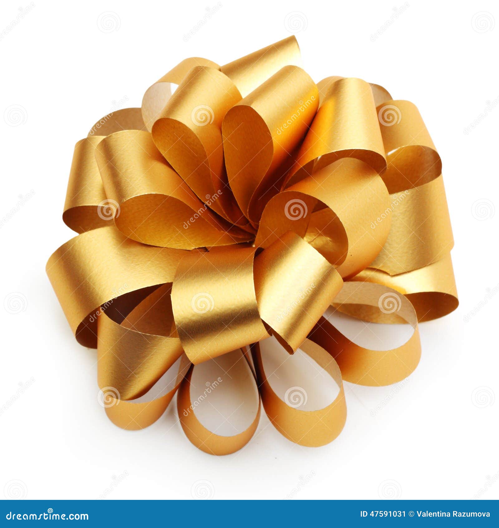 Gold ribbon bow stock image. Image of decor, present 47591031