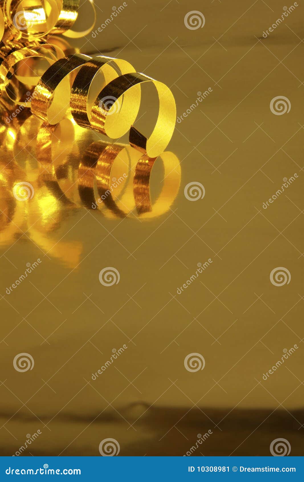 Gold Ribbon on Metallic Wrapping Paper Stock Image Image of close