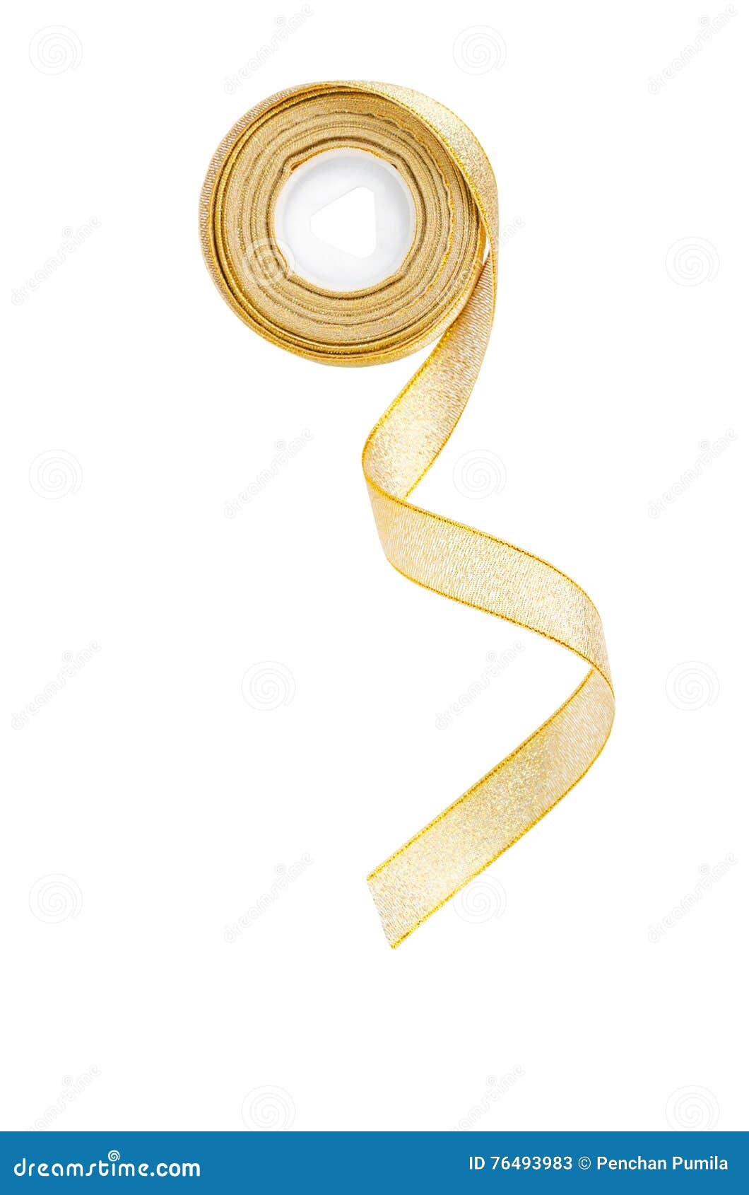 Gold ribbon roll. stock image. Image of holiday, gift 76493983