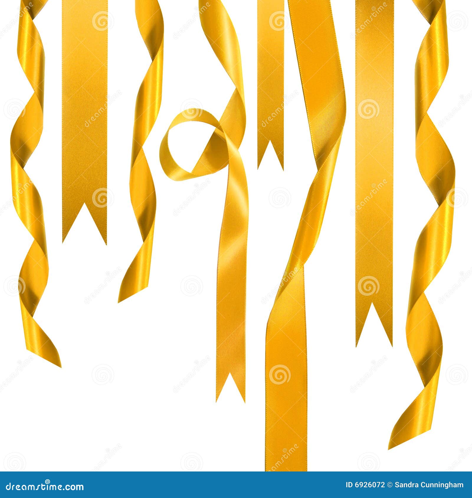 Gold Ribbons Hanging Down on White Stock Photo Image of decorative