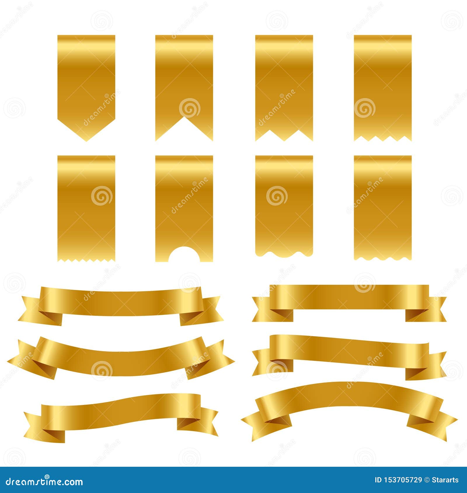 Gold Ribbons and Labels Pack Stock Vector Illustration of ribbons