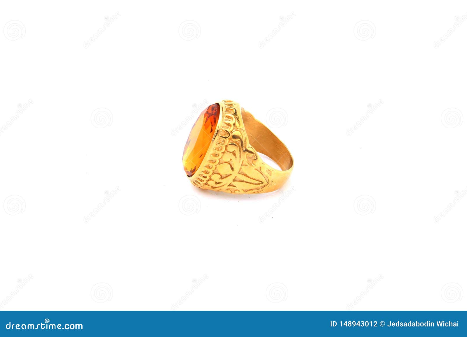 Gold Ring on Isolated White Stock Photo Image of rings, anniversary