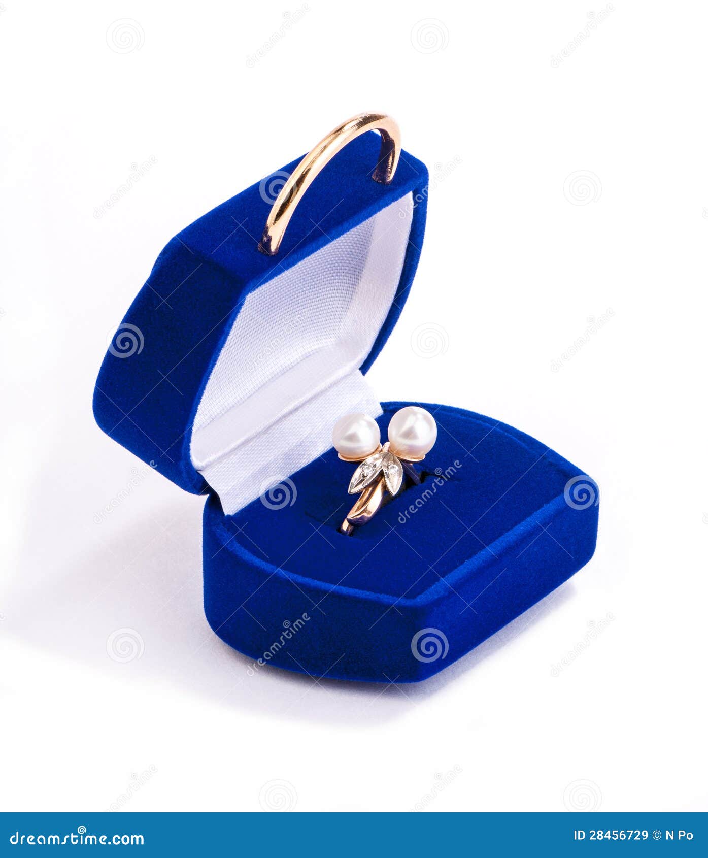 Gold Ring with Pearls in Gift Box Stock Image Image of gold, precious