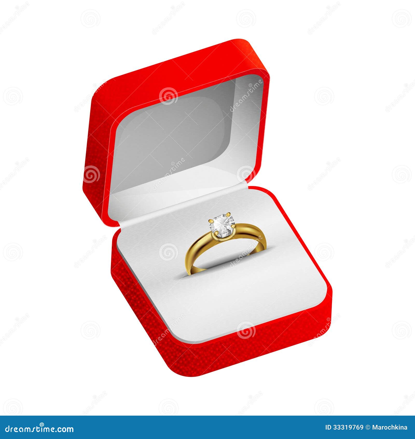 Gold ring in a red box stock illustration. Illustration of love - 33319769