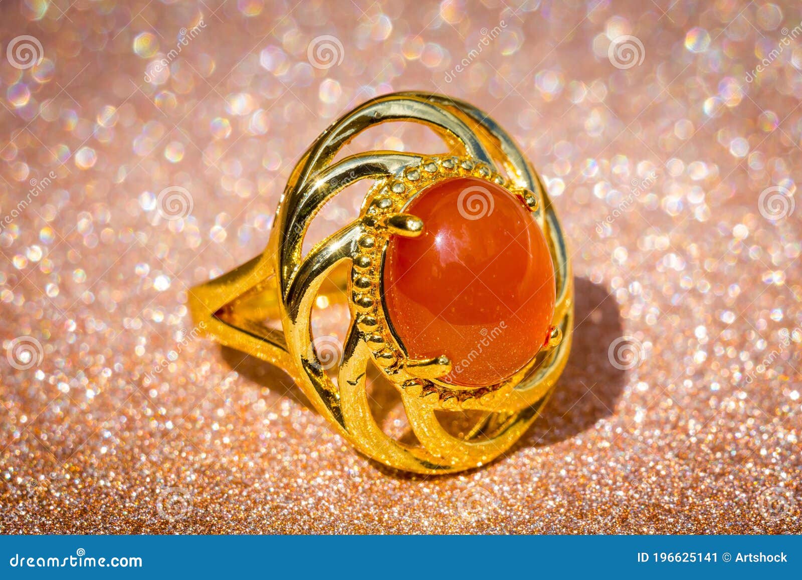 Gold Ring With Red Onyx Stock Image Image Of Shiny