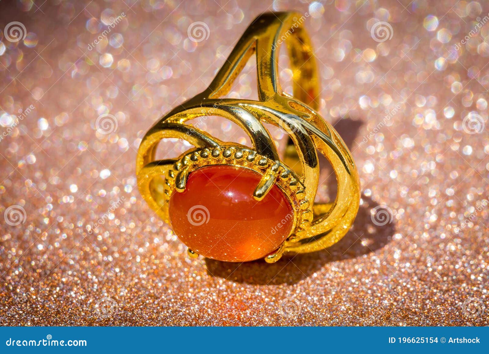Gold Ring With Red Onyx Stock Photo Image Of Silver