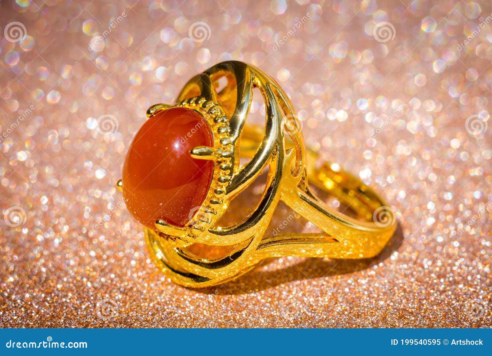 Gold Ring With Red Onyx Stock Image Image Of Accessories