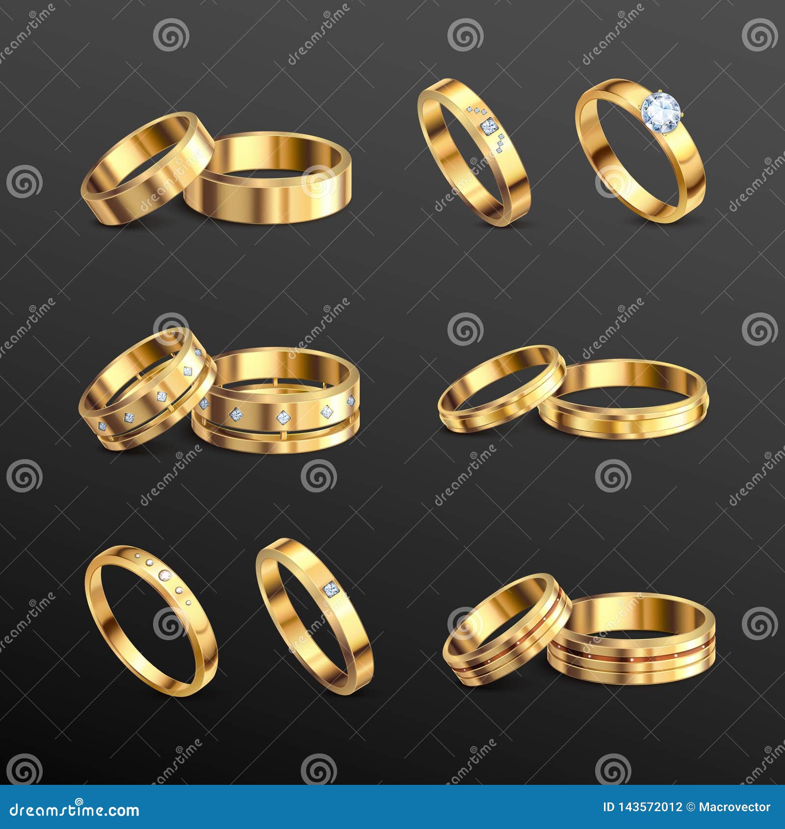 His and Hers Matching Gold Tone I love you Wedding Couple Rings Set