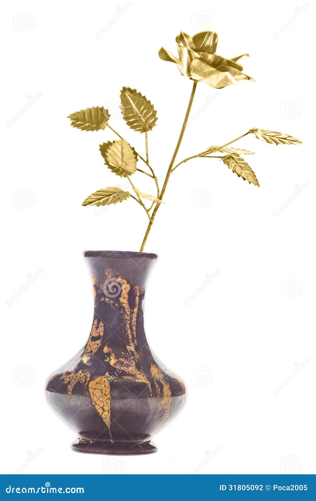 Gold rose in a vase stock photo. Image of anniversary 31805092