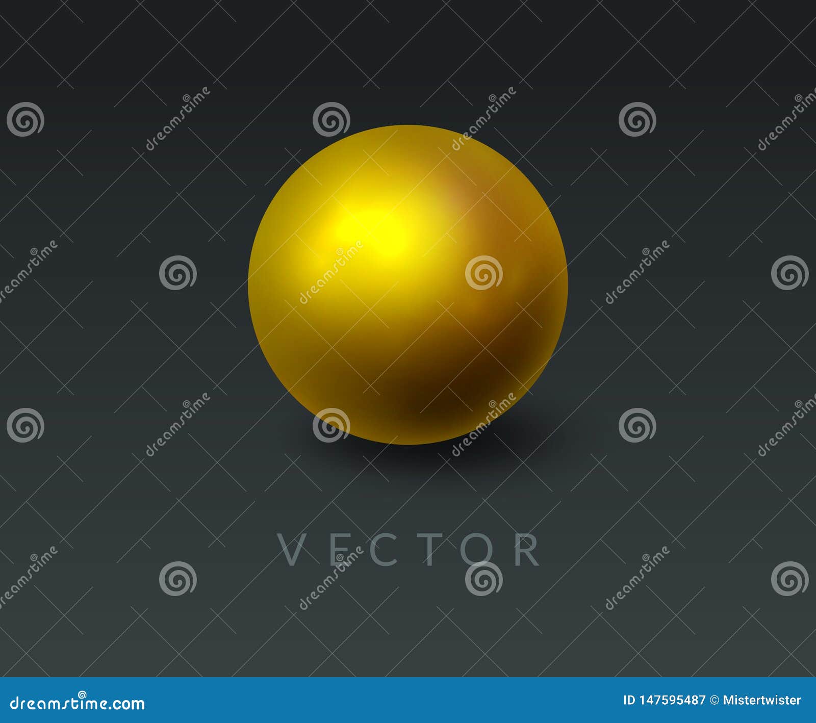 Gold Round Sphere And 3d Ball Realistic Golden Orb On Abstract Dark Background Design Element For A Luxury Brand Ad Stock Vector Illustration Of Concept Metal