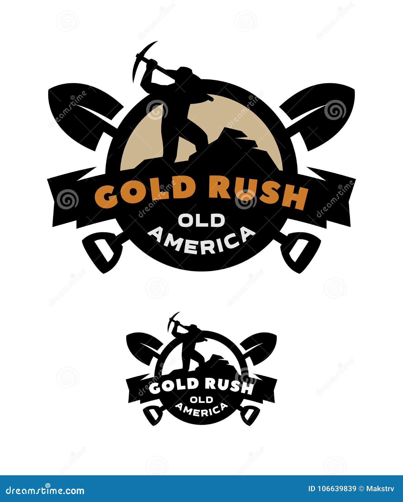 gold rush, emblem, logo.