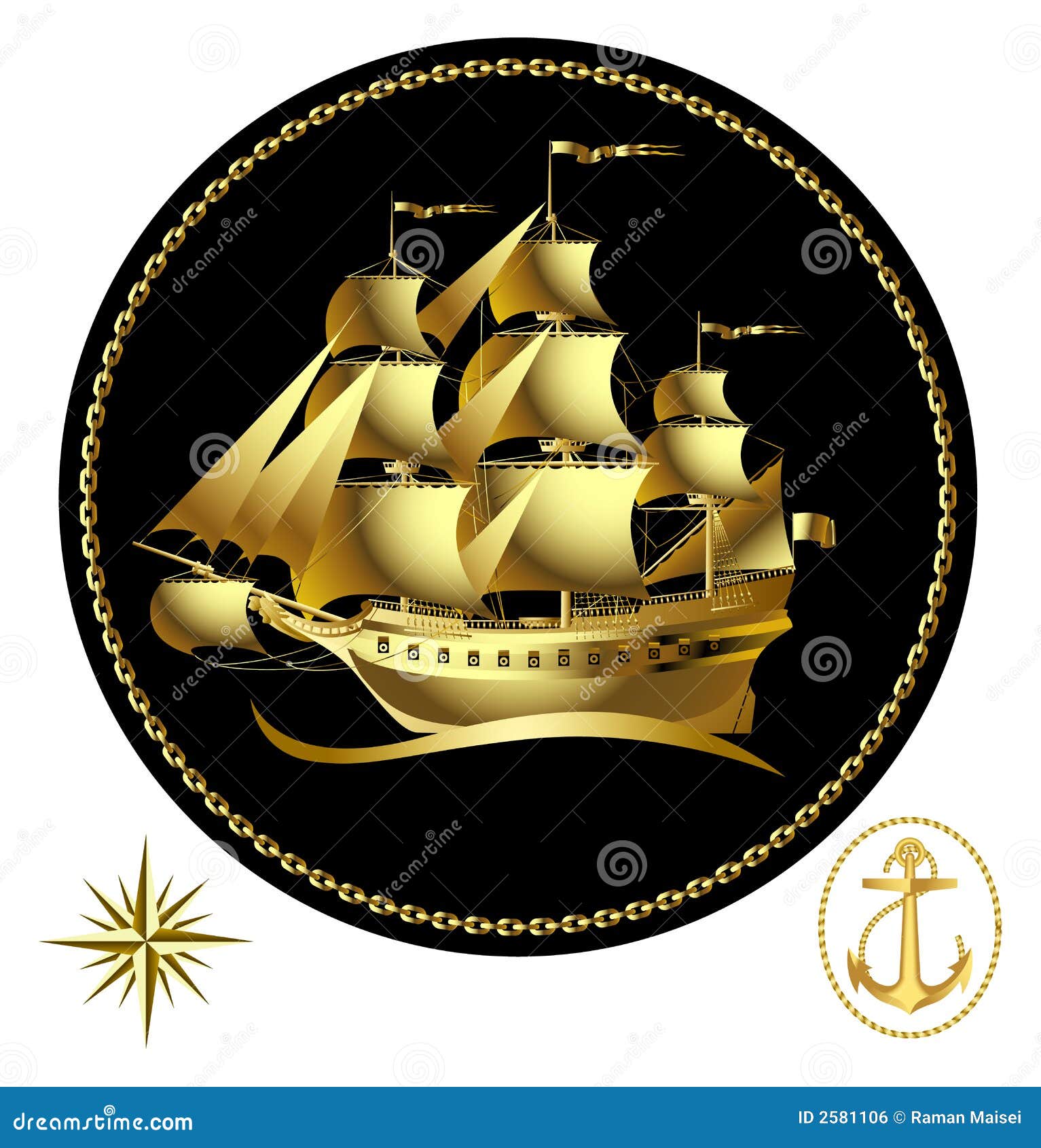 sailing ship silhouette stock illustration. illustration
