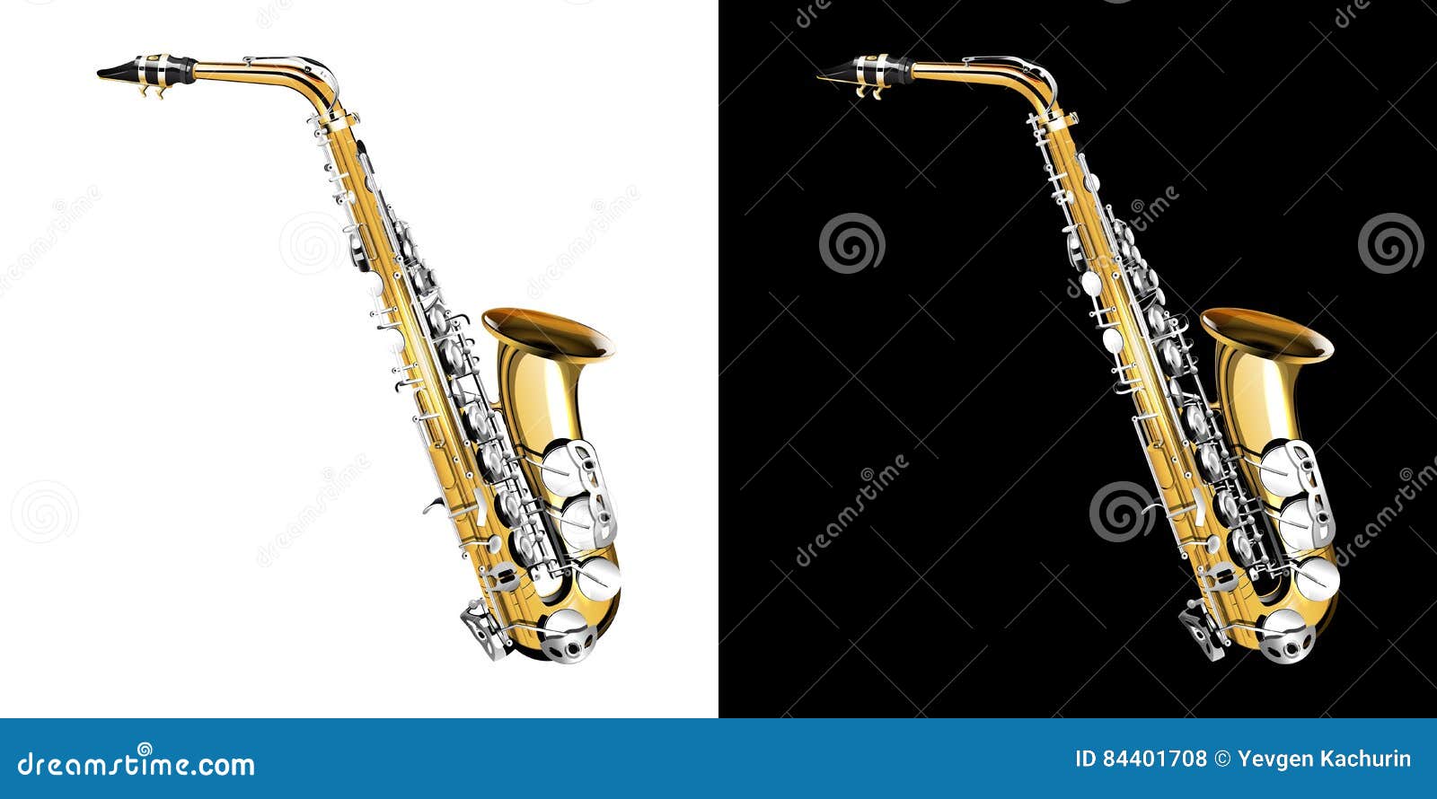 Gold Saxophone with Silver Keys Stock Vector Illustration of detail