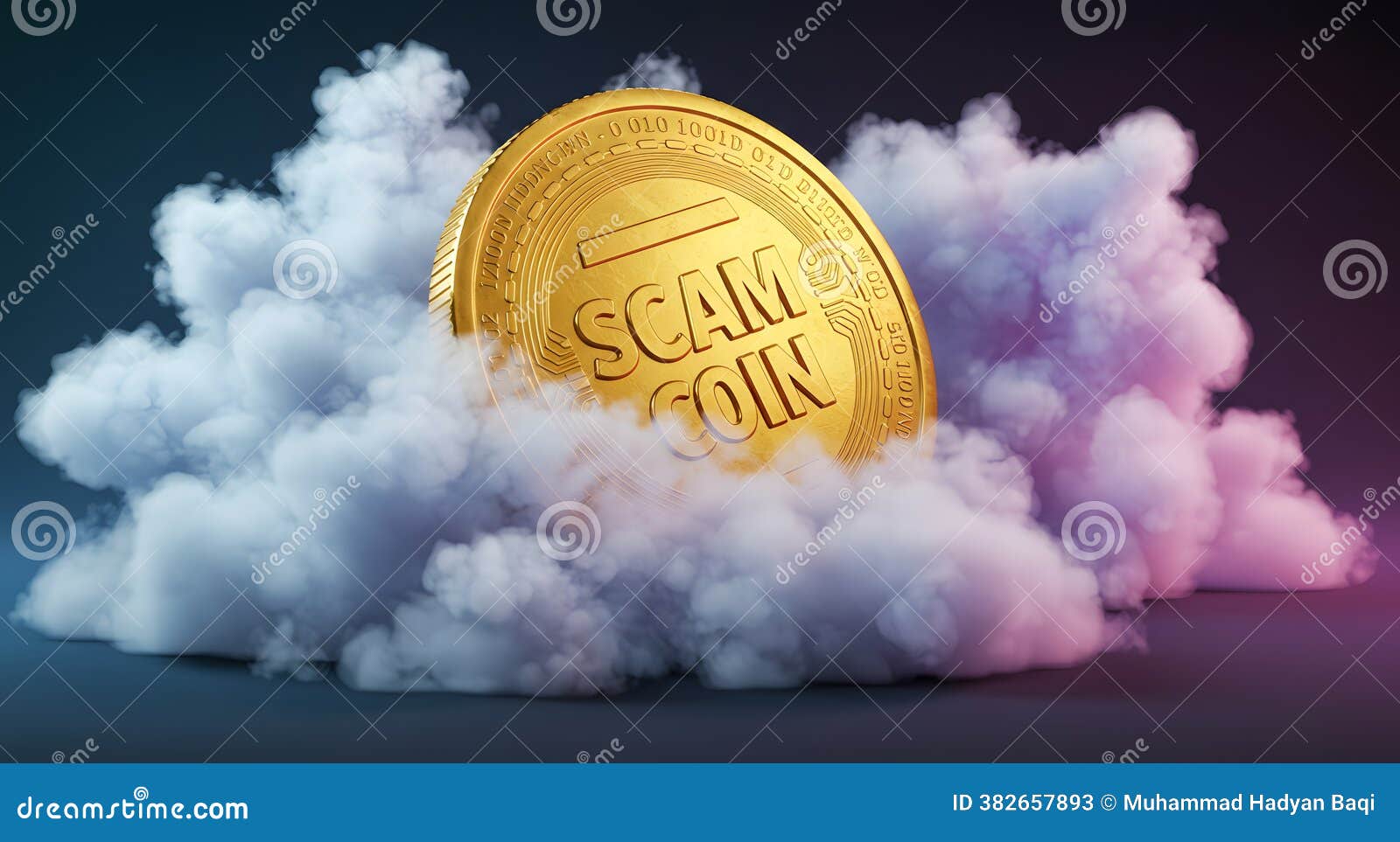 Gold Scam Coin Cryptocurrency Exploding in Smoke Stock Illustration -  Illustration of explosion, digital: 382657893