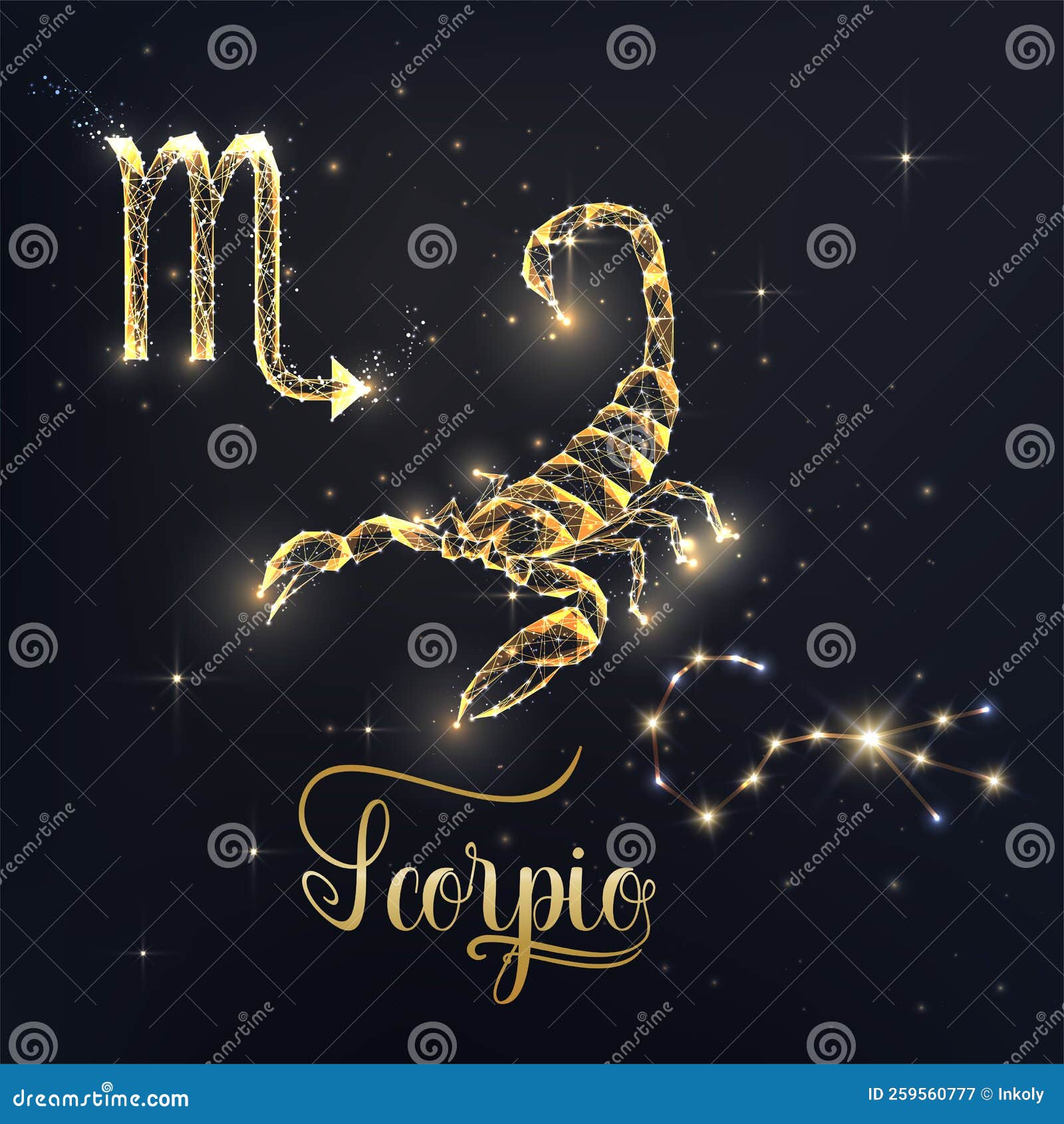 Gold Scorpio Zodiac Sign Poster with Scorpion Zodiac Figure, Symbol ...