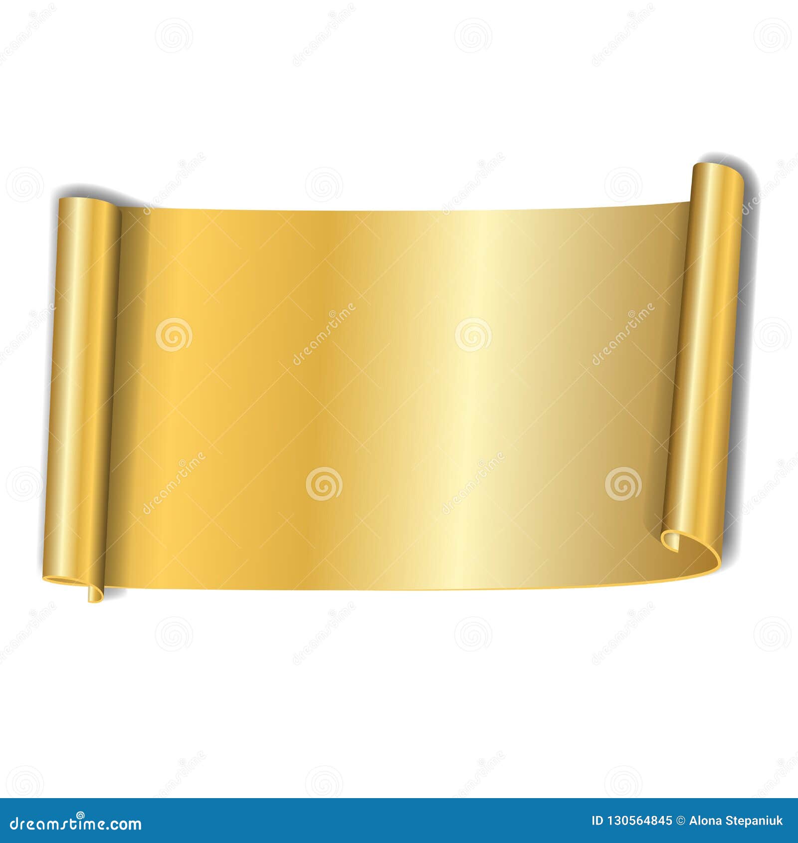 Gold Scroll Isolated On White Background Golden Paper 