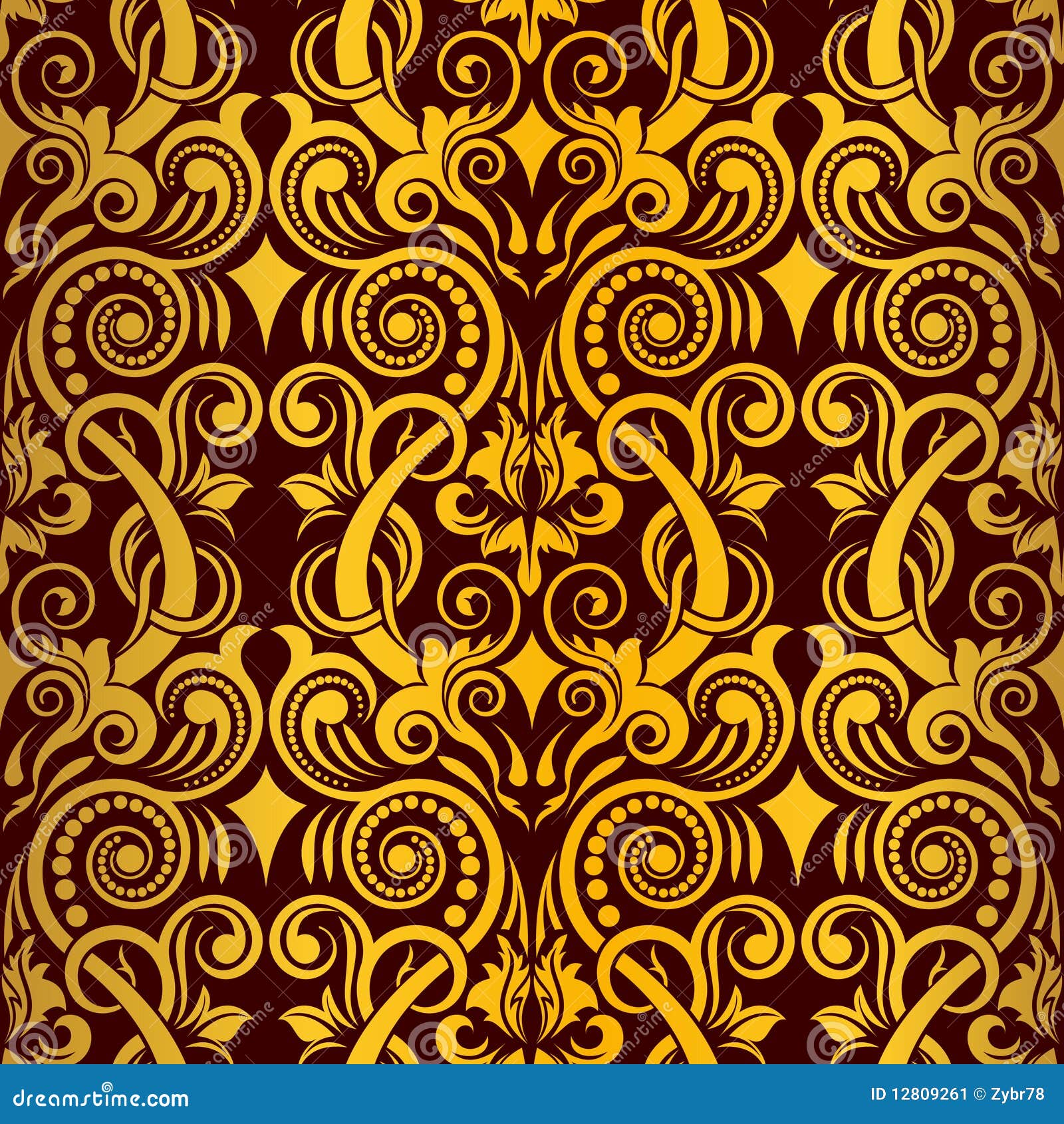 Gold seamless wallpaper stock vector. Illustration of flourishes - 12809261