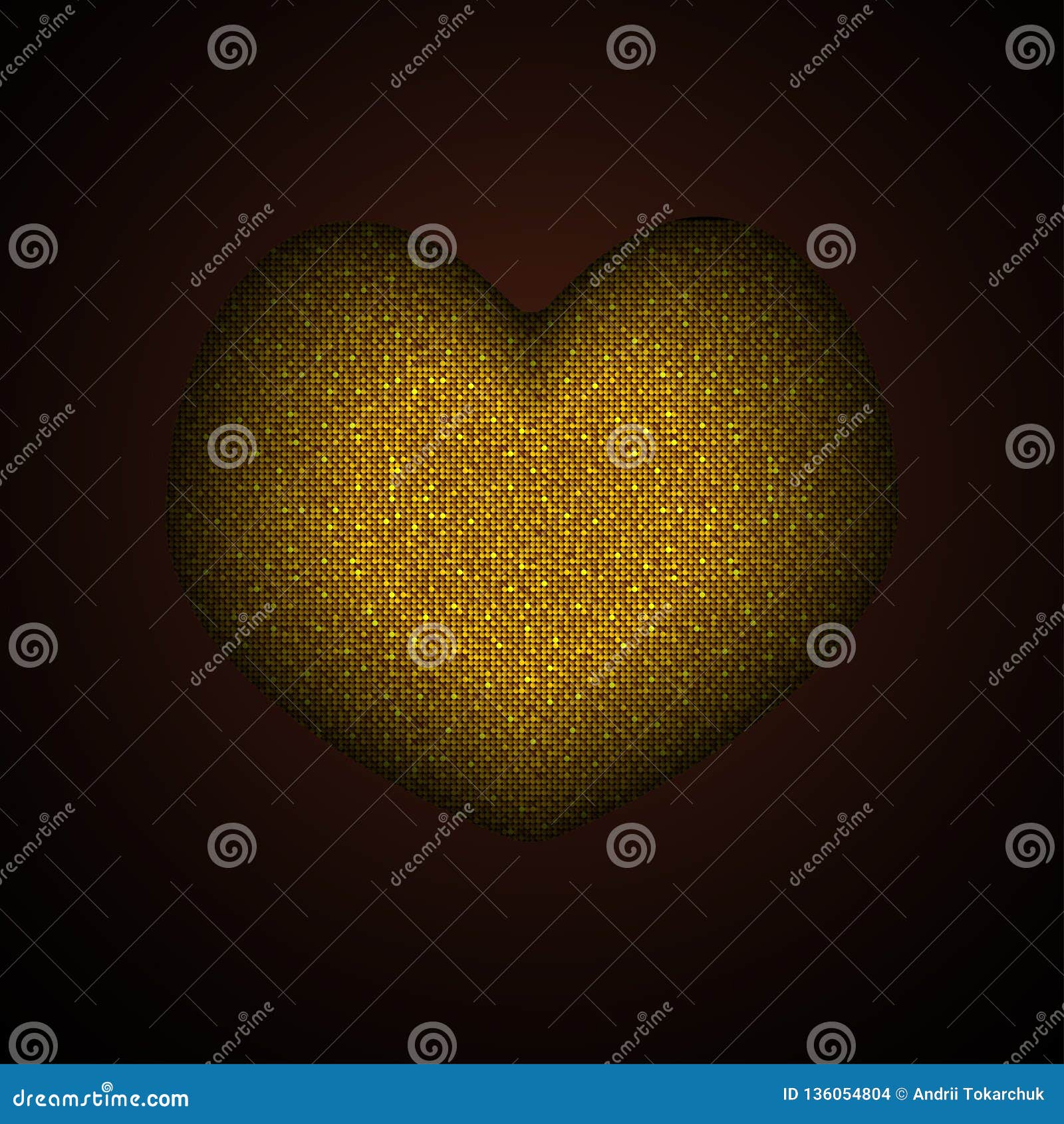 Gold Sequins Sparkle Glitter Heart Romantic Style. Stock Vector ...