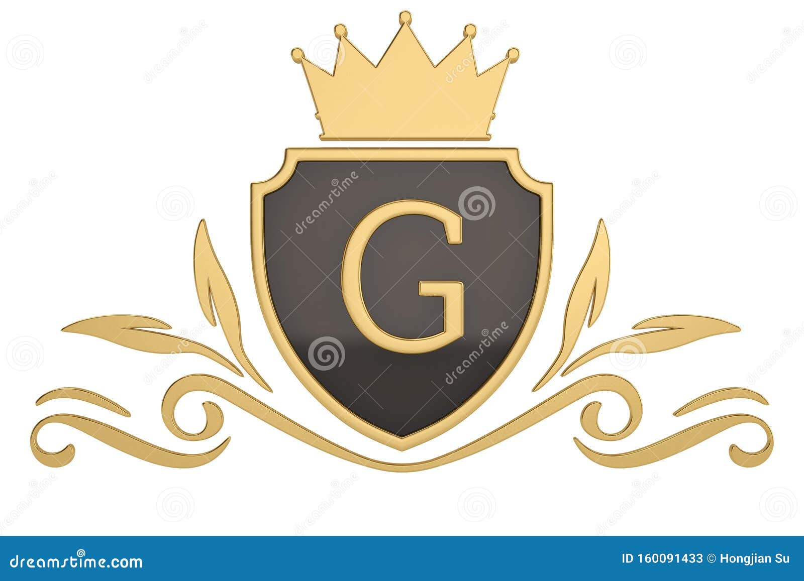 Gold Shield Alphabet Isolated on White Background. 3d Illustration ...