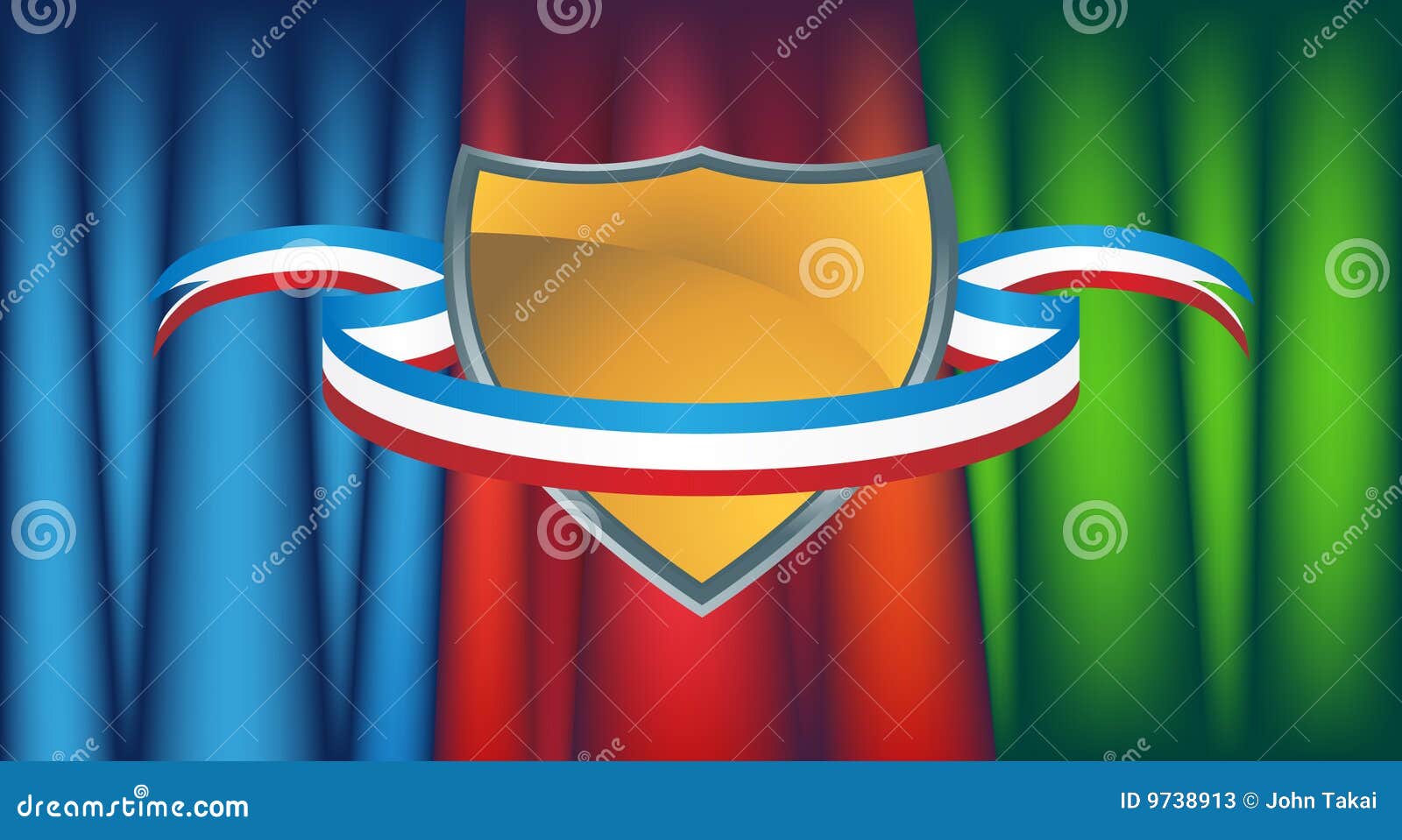 Gold shield with Drapery stock vector. Illustration of banner 9738913