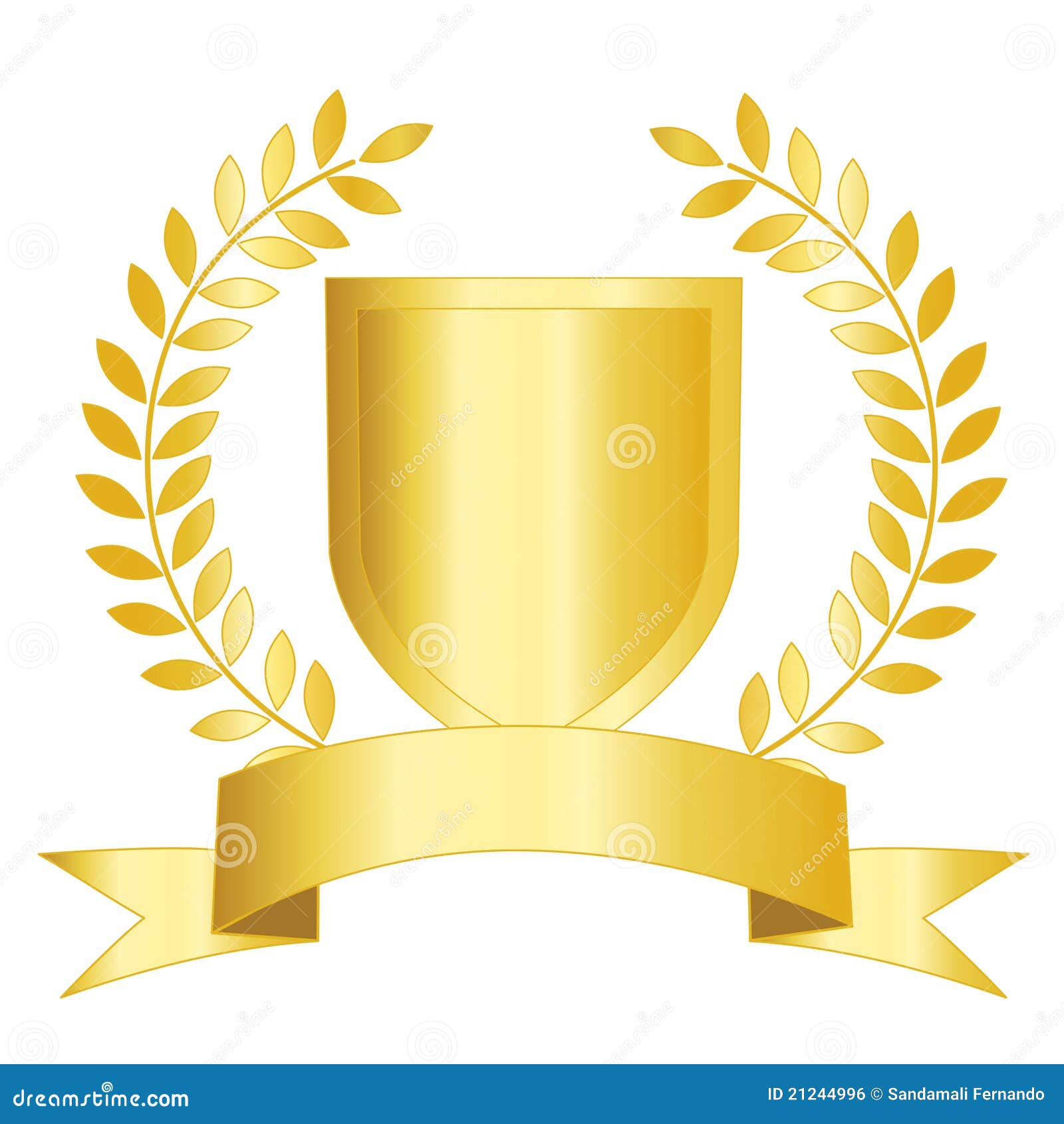 Gold Shield Ribbon And Laurel Royalty Free Stock Image - Image: 21244996