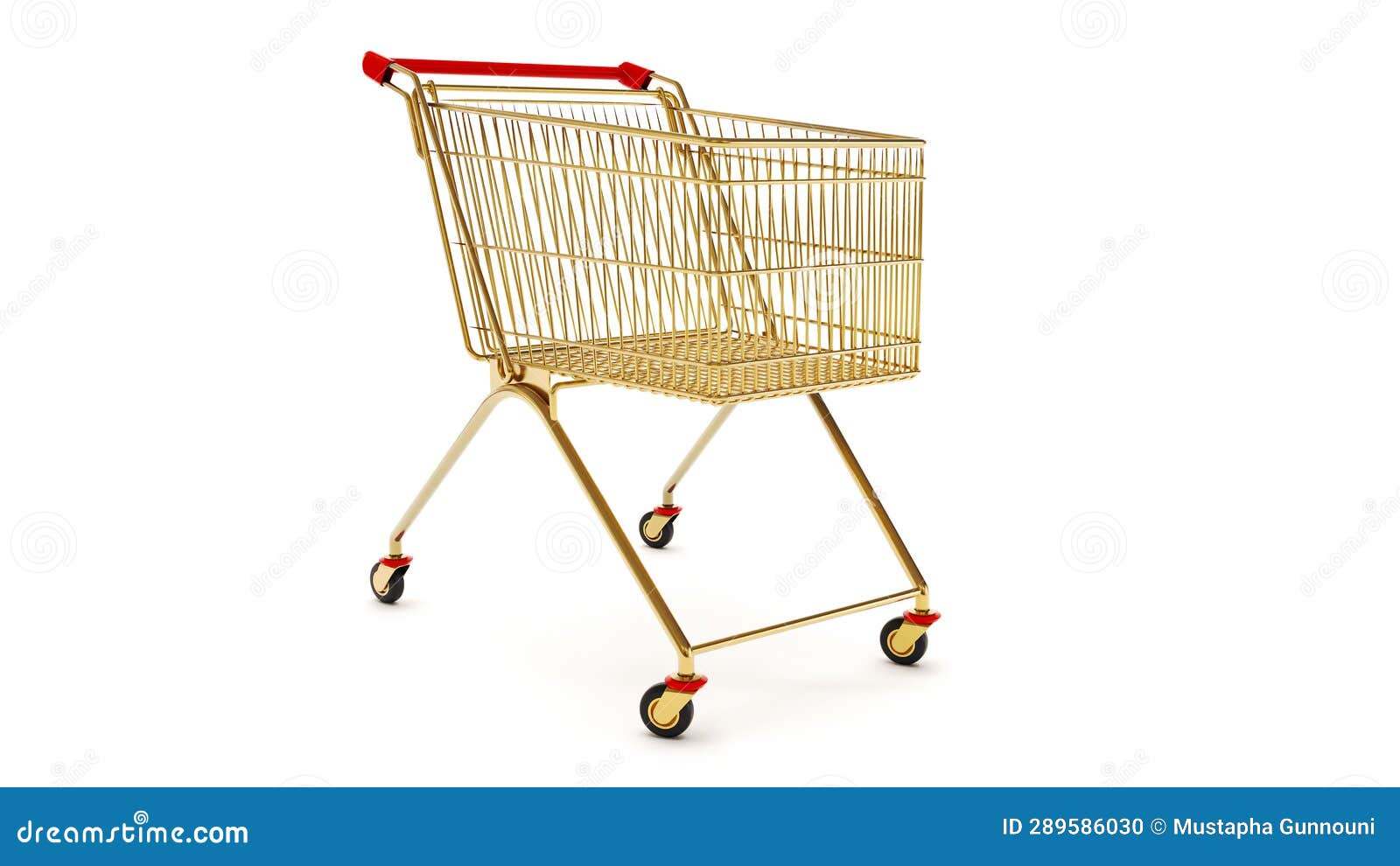 Gold Shopping Cart Isolated on White Background Stock Illustration