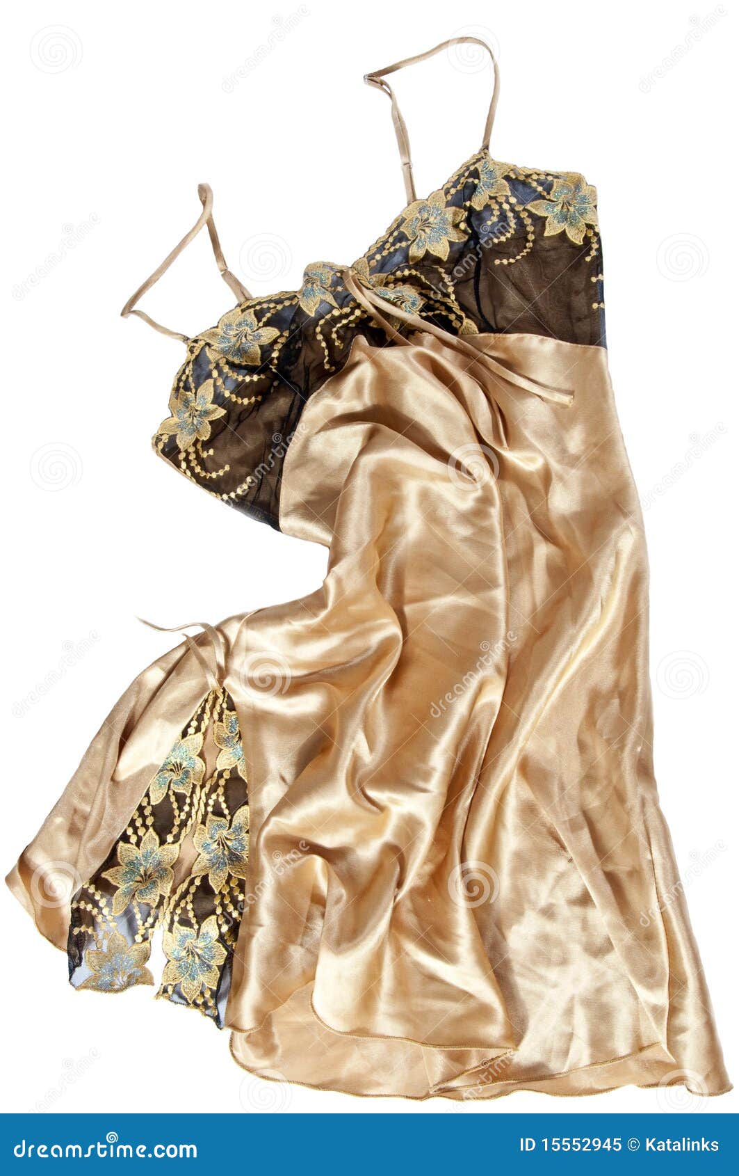 Gold Silk Female Underwear with Lace Stock Image Image of design