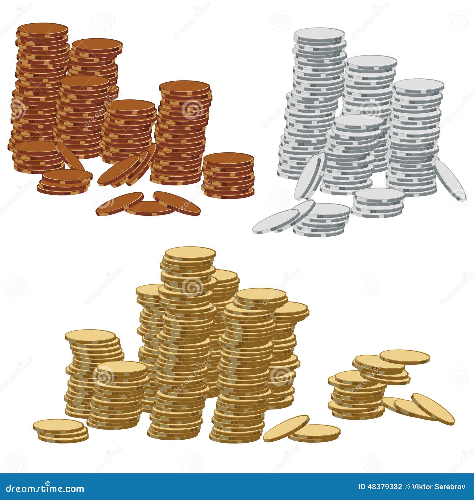 Gold, Silver and Bronze Coins Stock Vector Illustration of coin