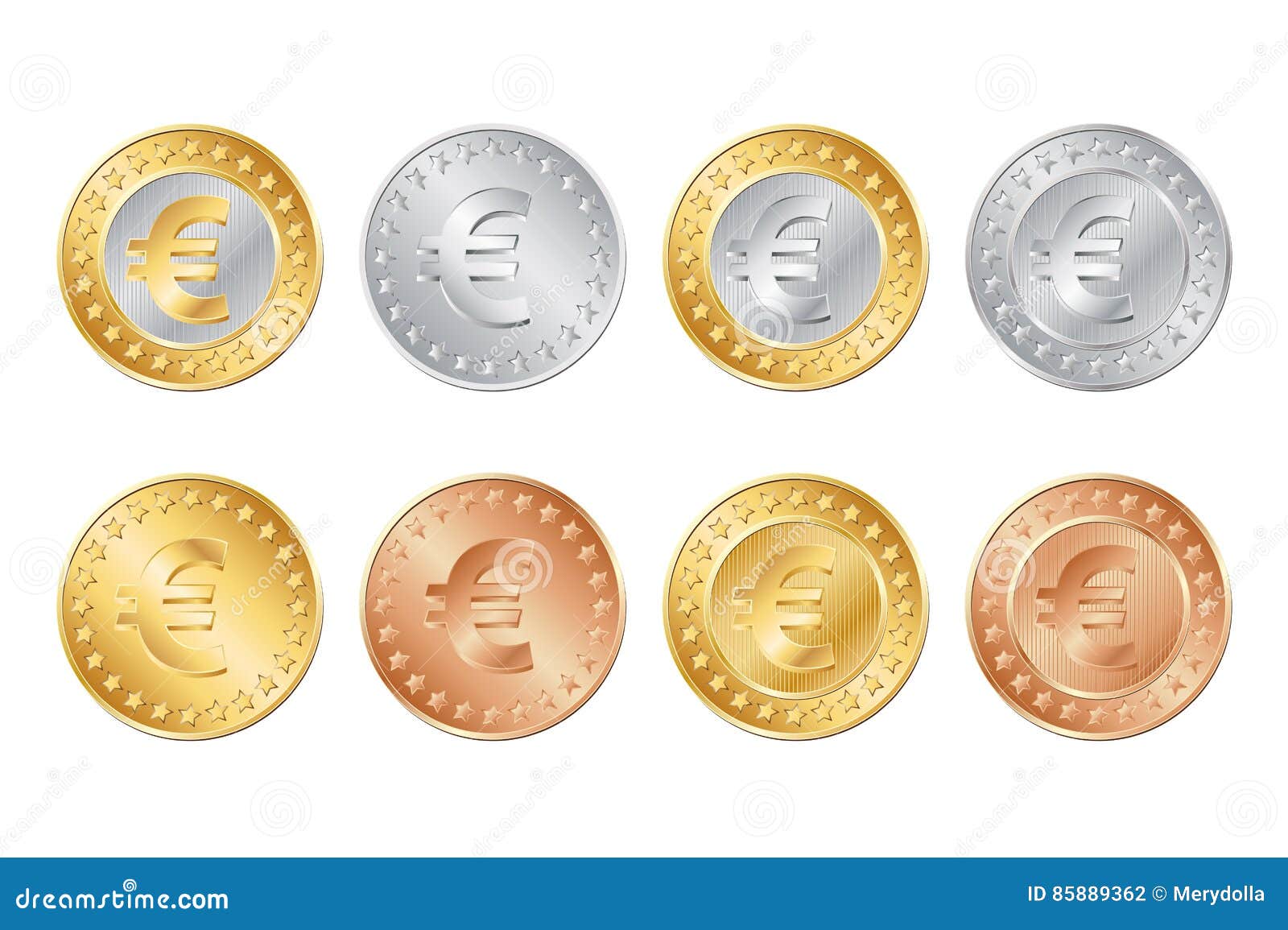 Gold, Silver and Bronze Euro Coins Stock Illustration Illustration of cash, payment 85889362