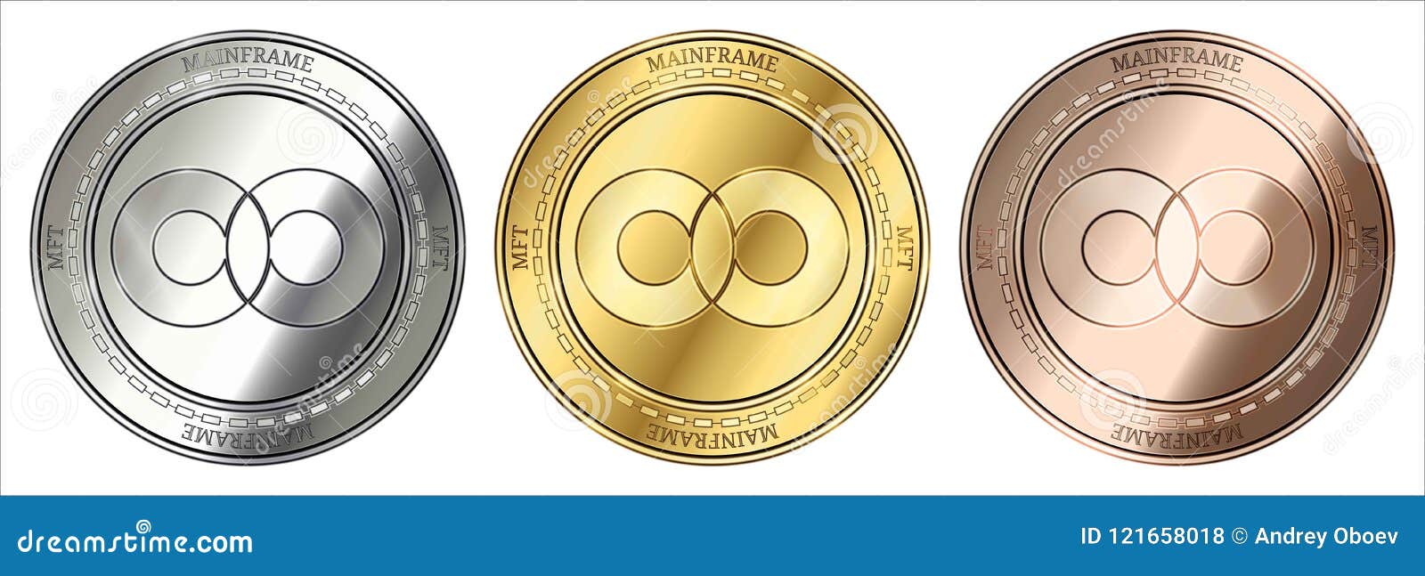 Gold Silver And Bronze Mainframe Mft Cryptocurrency Coin Coin Set Stock Vector Illustration Of Payment Financial 121658018