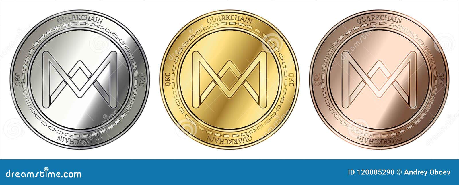 Gold, Silver and Bronze QuarkChain QKC Cryptocurrency Coin. Coin Set. Stock  Vector - Illustration of finance, digital: 120085290