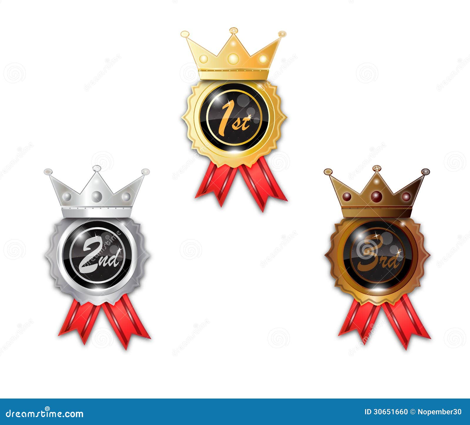 Gold Silver Bronze Winner Badge Stock Vector Illustration of leader