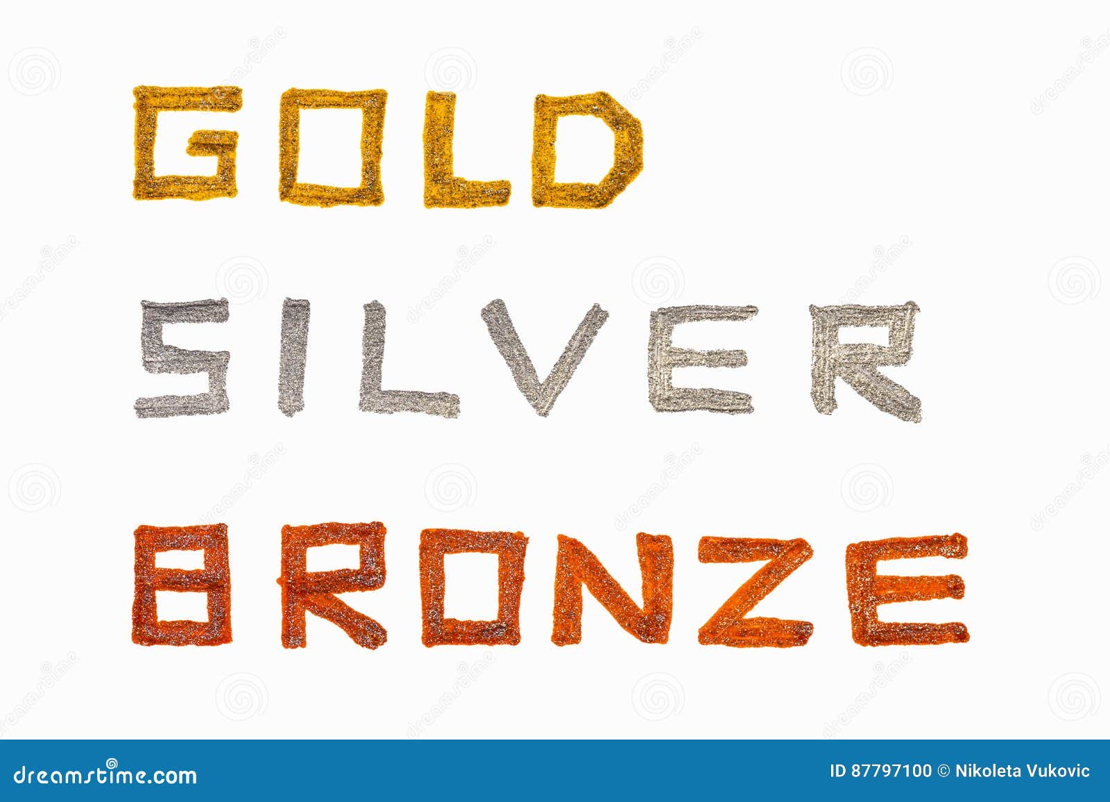 Gold silver bronze stock photo. Image of white, silver 87797100