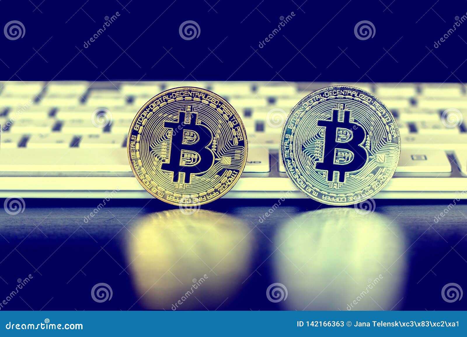 The Gold And Silver Coins Of The Bitcoin Stands On The ...