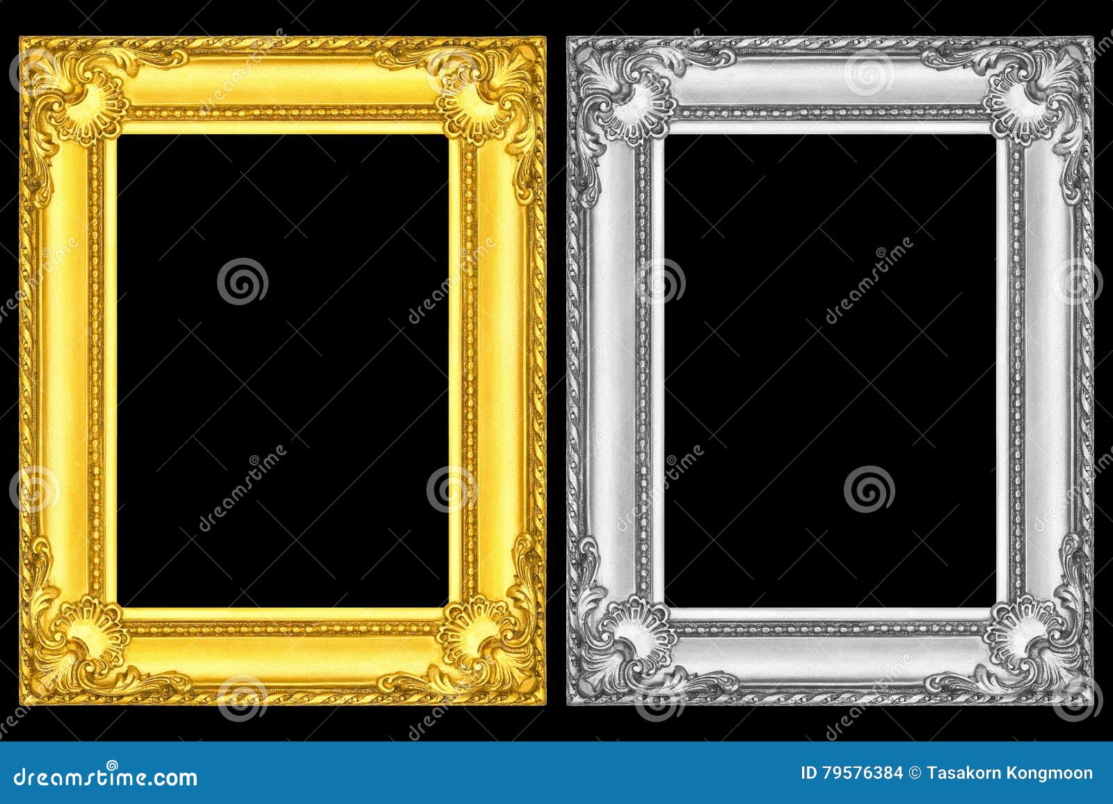 Gold and Silver Frames Isolated on Black Stock Photo Image of beautiful, frame 79576384