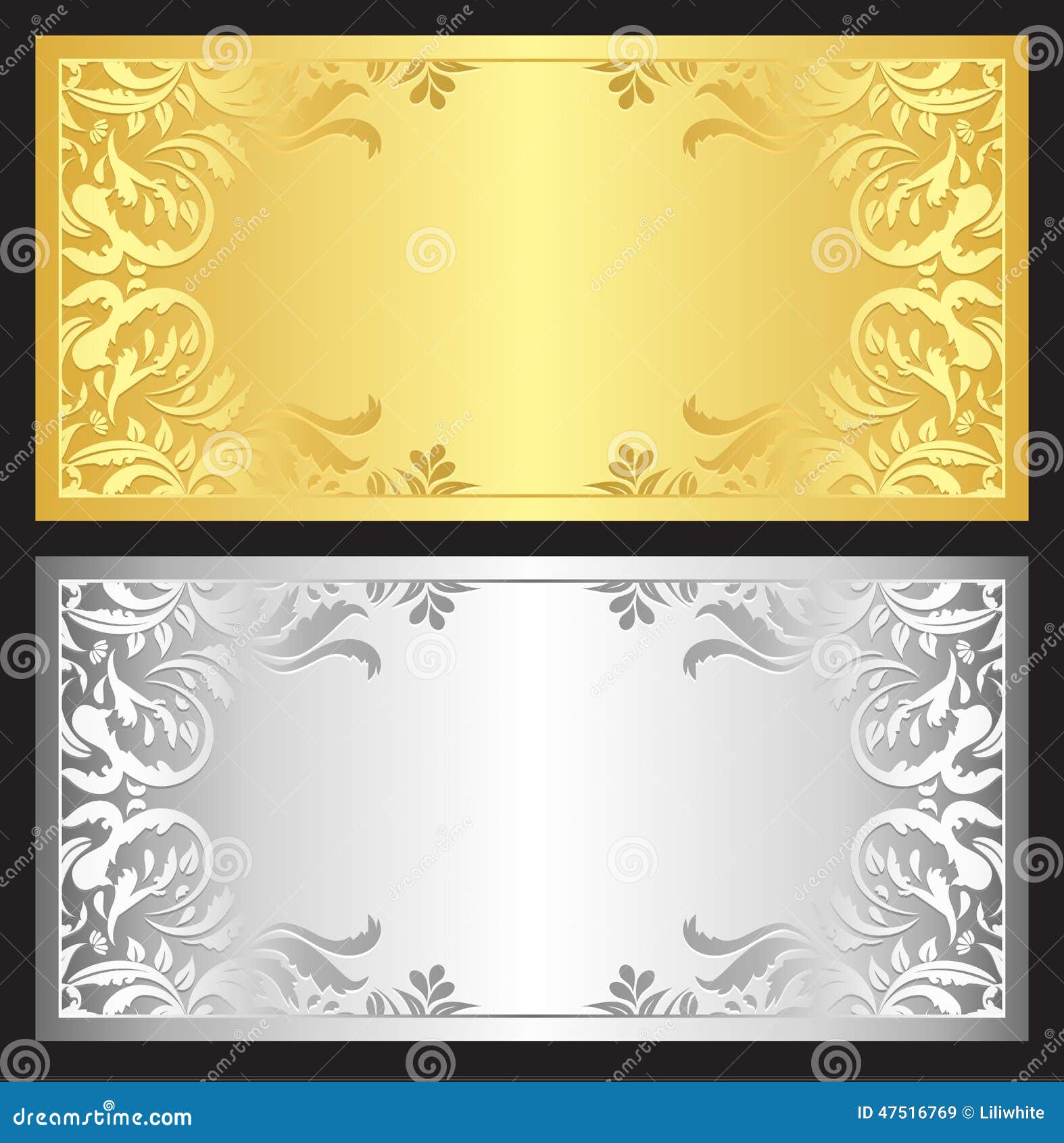 Gold And Silver Gift Coupon With Damask Ornament Stock Gold And Silver Gift Coupon With Damask Ornament Stock