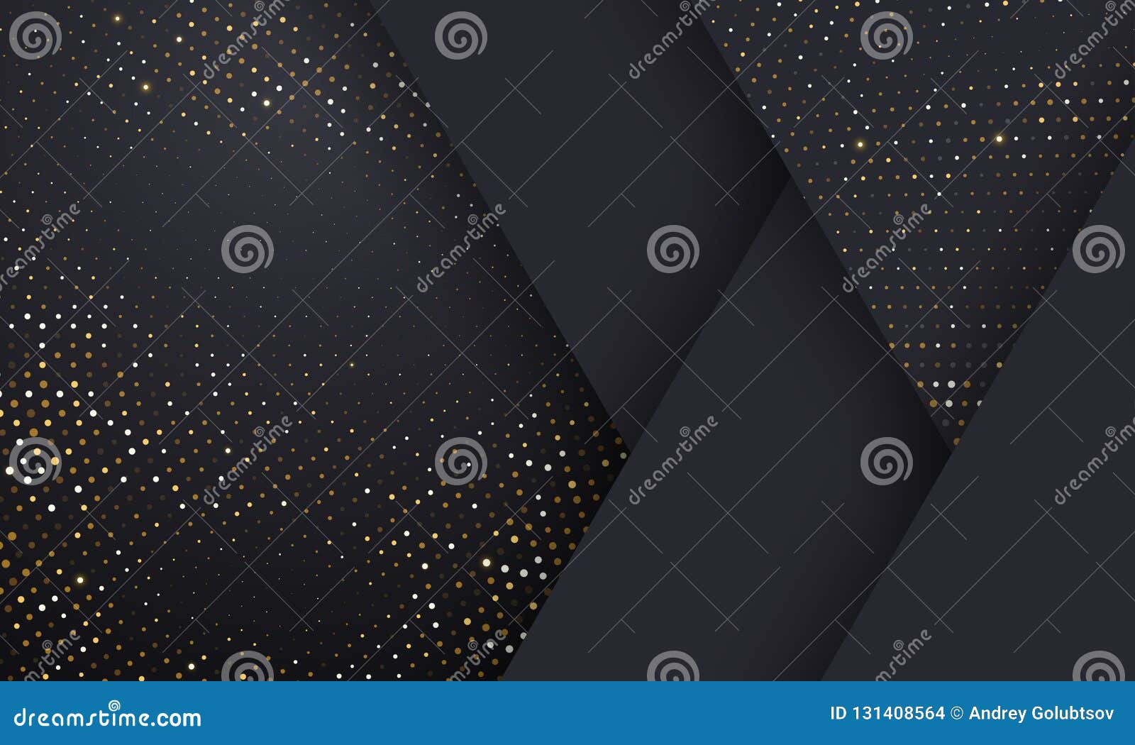 gold and silver halftone pattern geometric black background.  golden glitter dotted sparkles or halftone shine texture