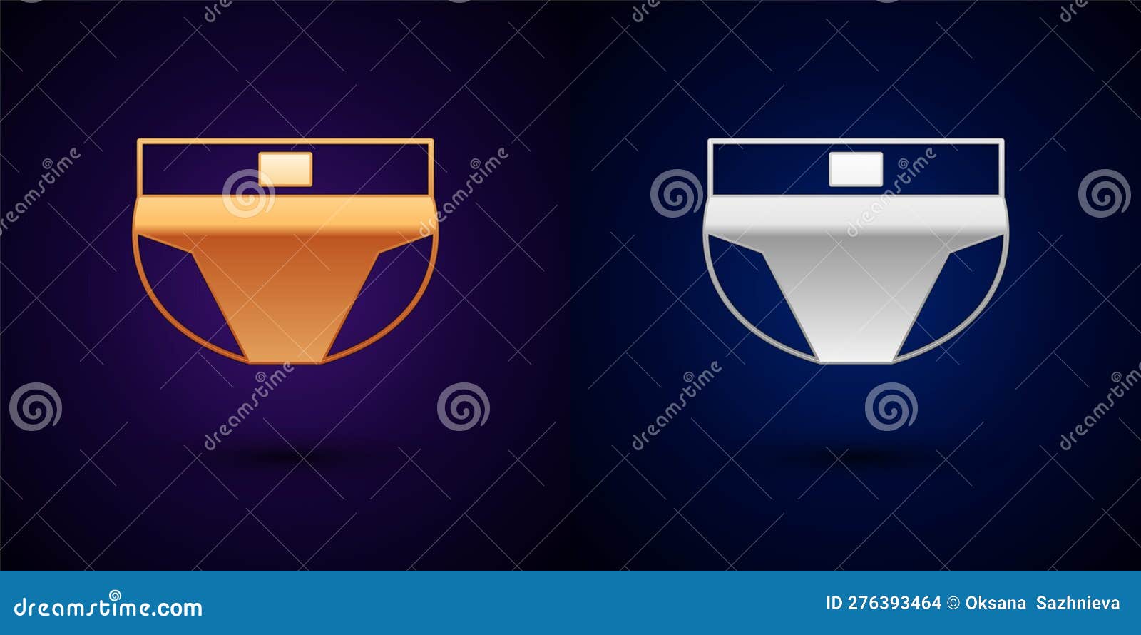 Gold and Silver Men Underpants Icon Isolated on Black Background. Man ...