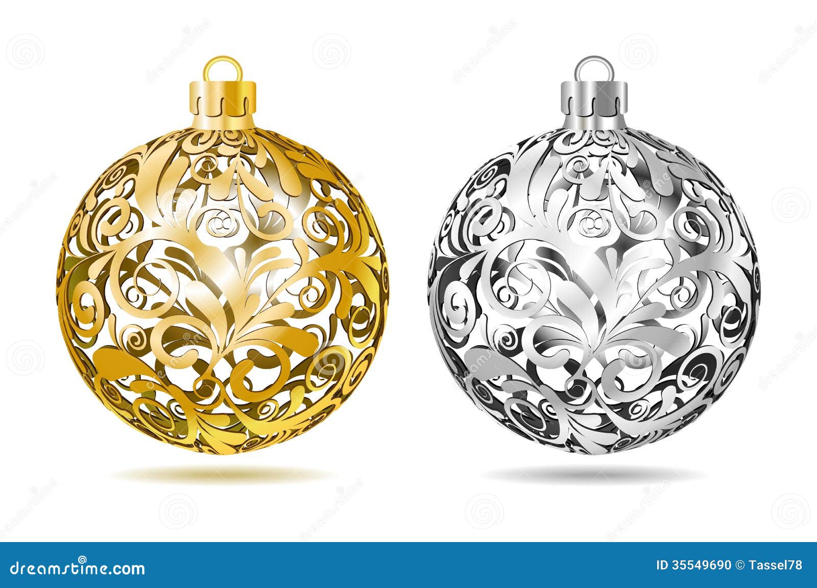 gold and silver openwork christmas balls