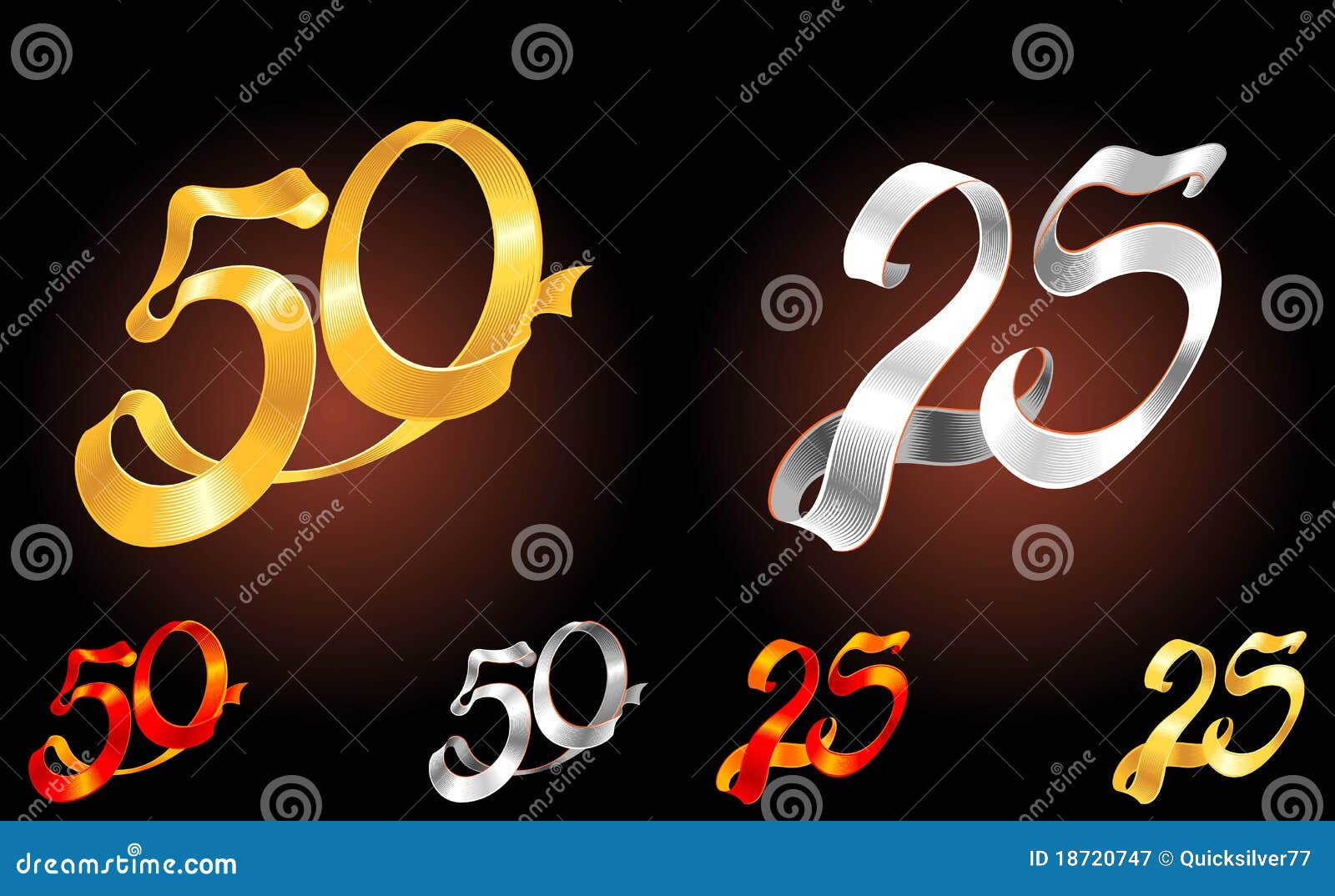 Gold And Silver Ribbon Anniversary Royalty Free Stock Photography - Image: 187207471300 x 889