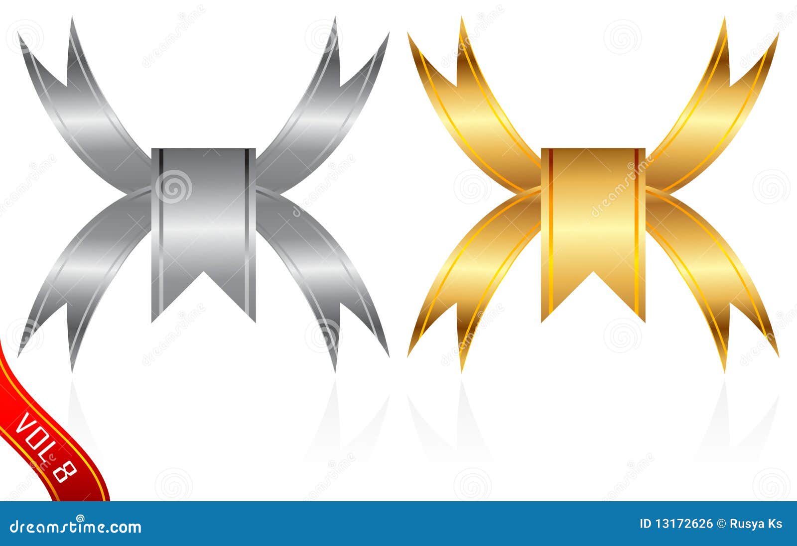Gold & silver ribbons set stock vector. Illustration of flag - 13172626
