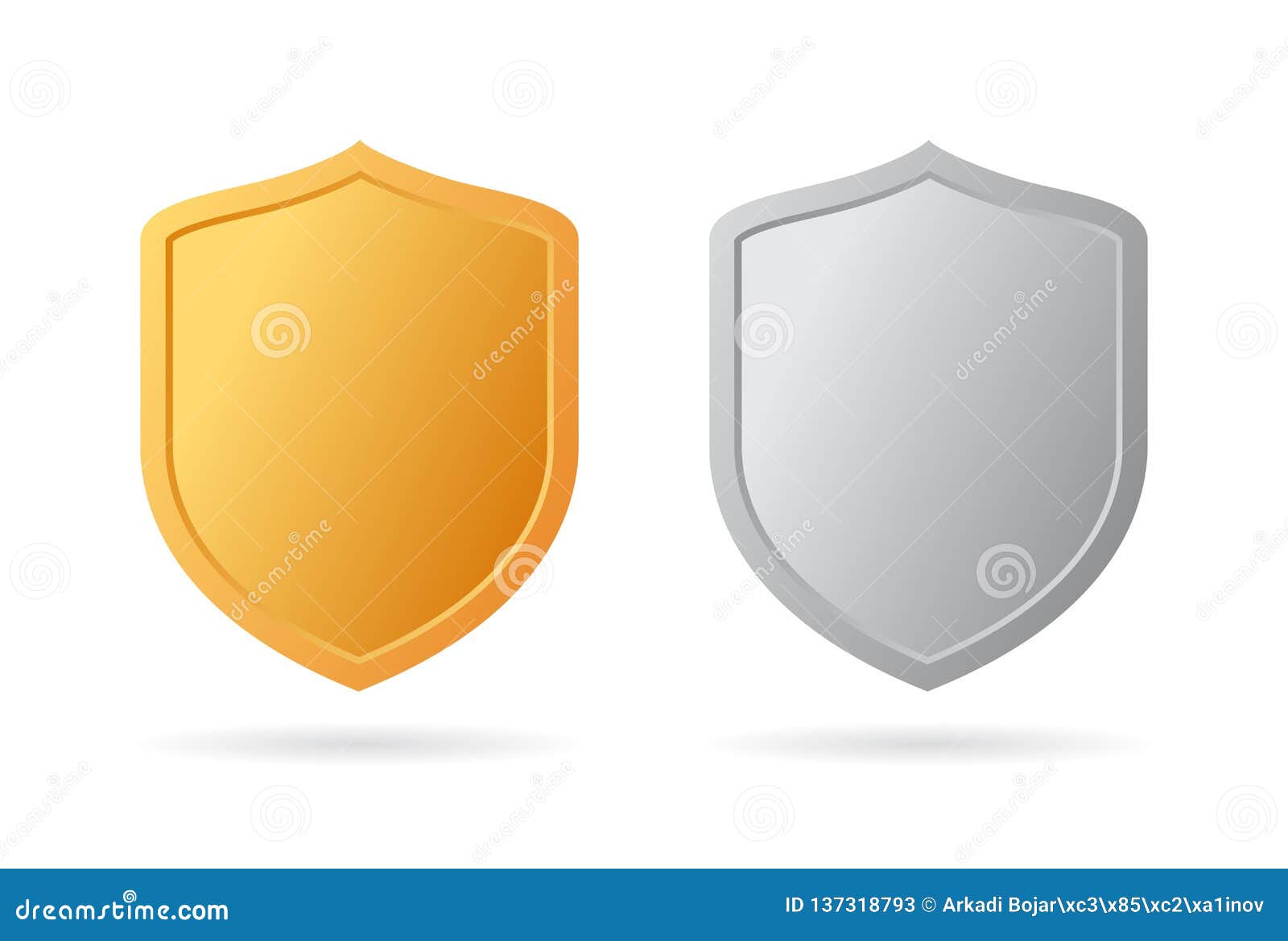 Gold and Silver Shield Icon Stock Vector Illustration of medal
