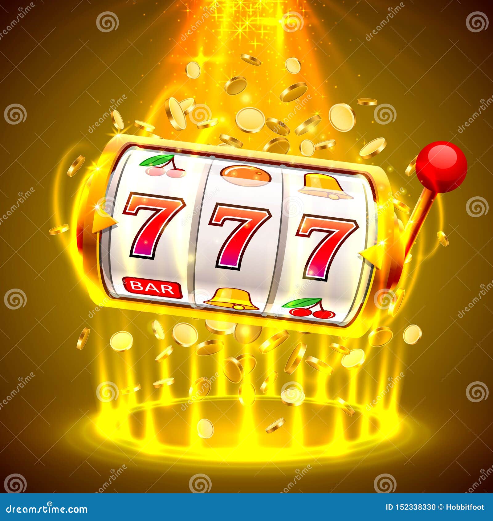 Gold Slot Machine Wins the Jackpot. Big Win Slots 777 Banner Casino ...