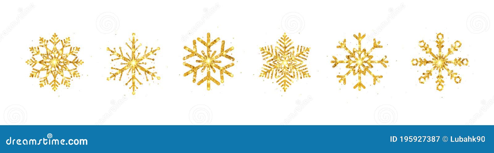 Gold Glitter Snowflakes Set On White Background Shining Snowflake With  Sparkles And Star Christmas And New