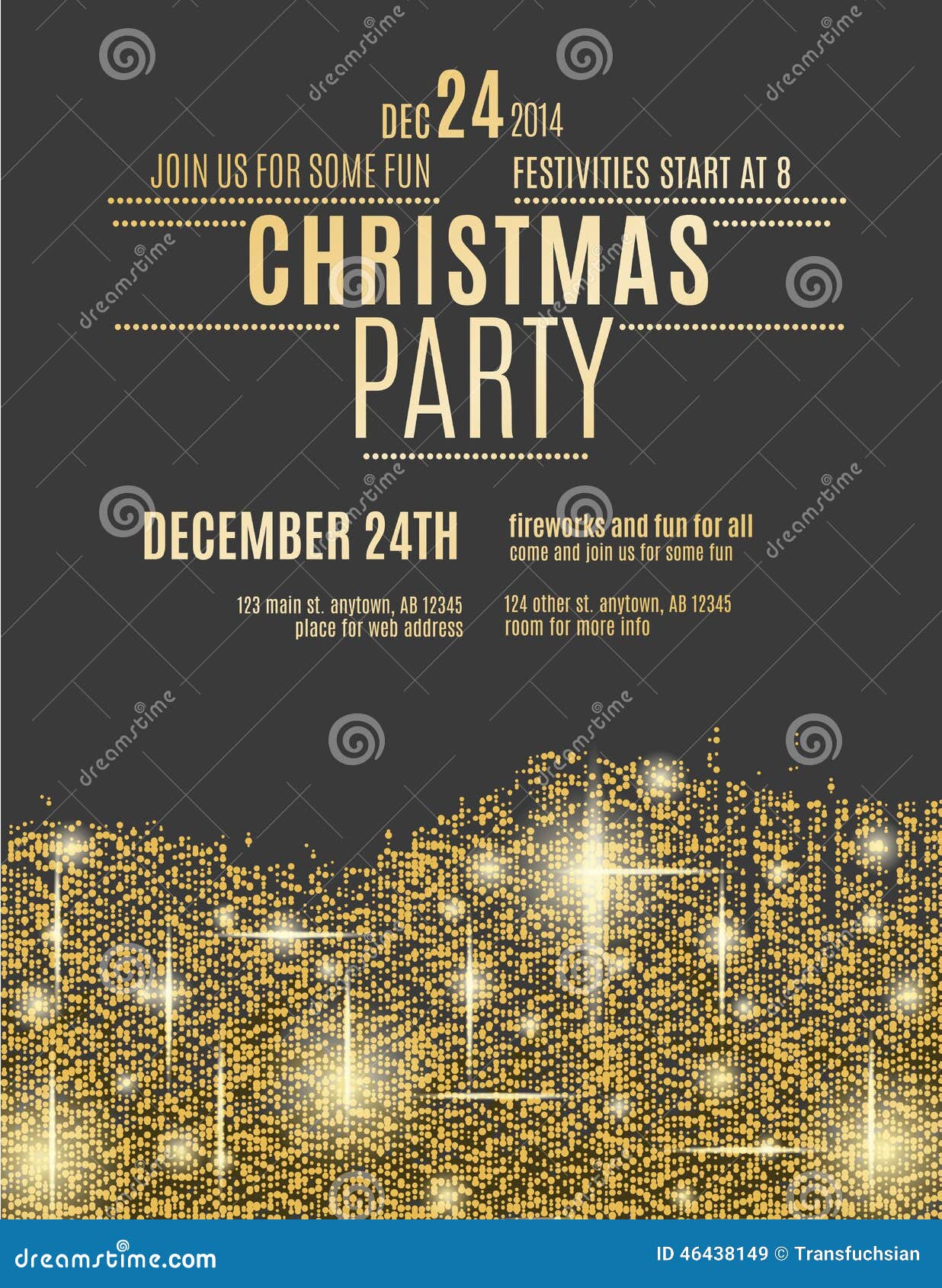 gold sparkle christmas party flyer template glittering invitation 46438149