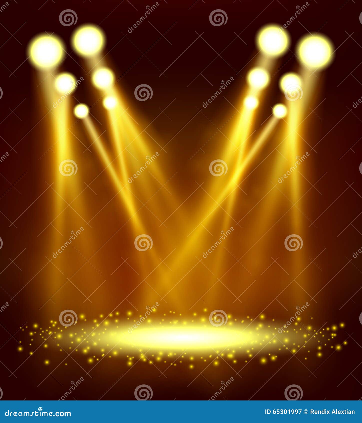 Gold Spotlight shining stock vector. Illustration of beam 65301997