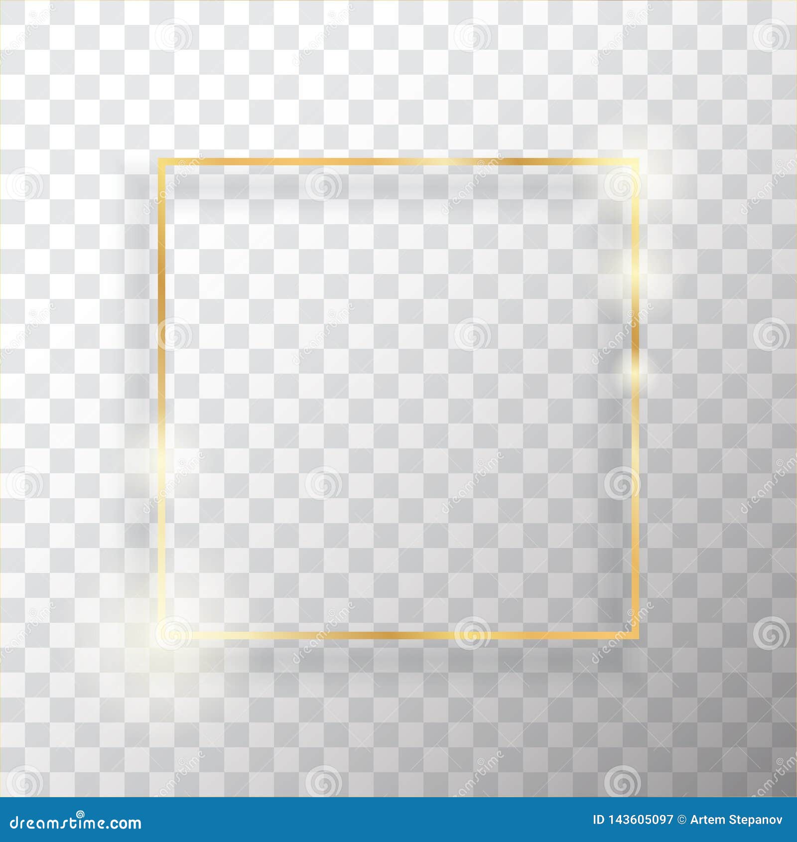 Gold Square Frame or Golden Luxury Rectangular Border Stock Vector