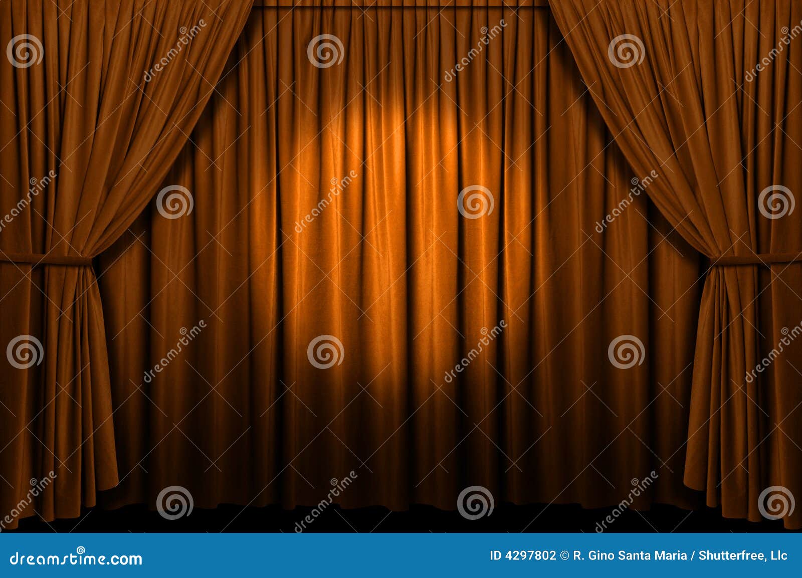 Gold Stage Curtain with Spotlight Stock Photo Image of front, performance 4297802