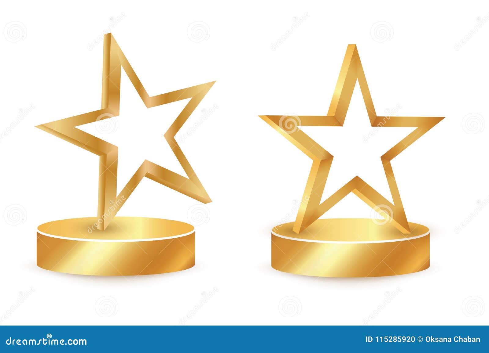 Gold Star Award on Blank Trophy. Reward Icon Isolated on White