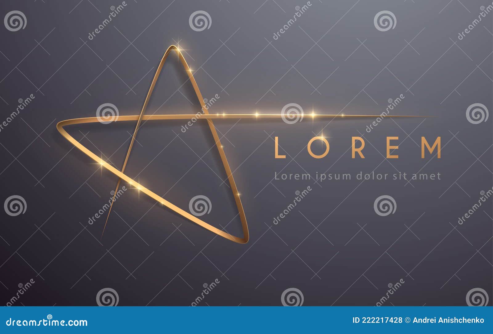 Gold Star Line Template with Glow Effect Stock Vector Illustration of